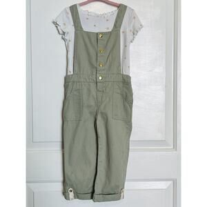 RACHEL ZOE Girls 2 Piece Outfit Set Overalls Designer 3T Boho Fashion Cute Soft
